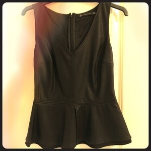 Zara peplum top faux leather